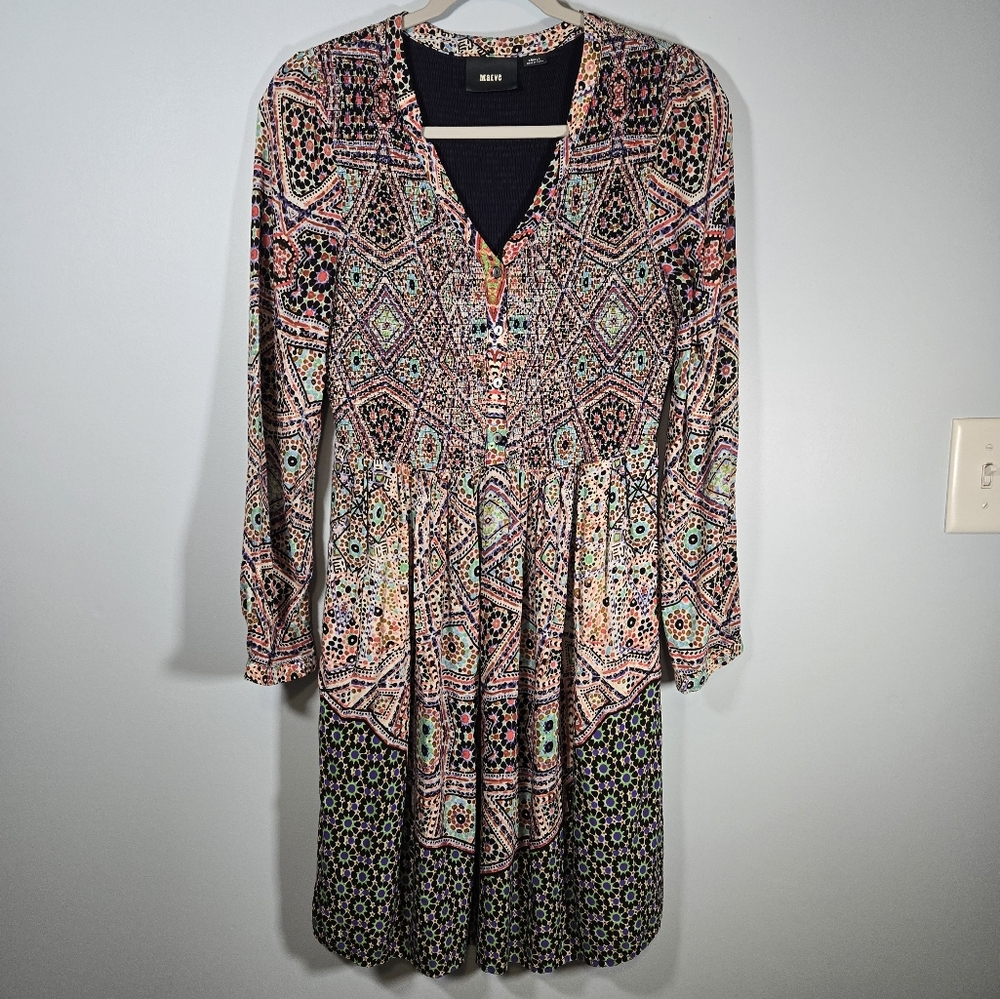 Maeve Anthropologie Smocked Long Sleeve Dress Size‎ Small Feminine Bohemian
